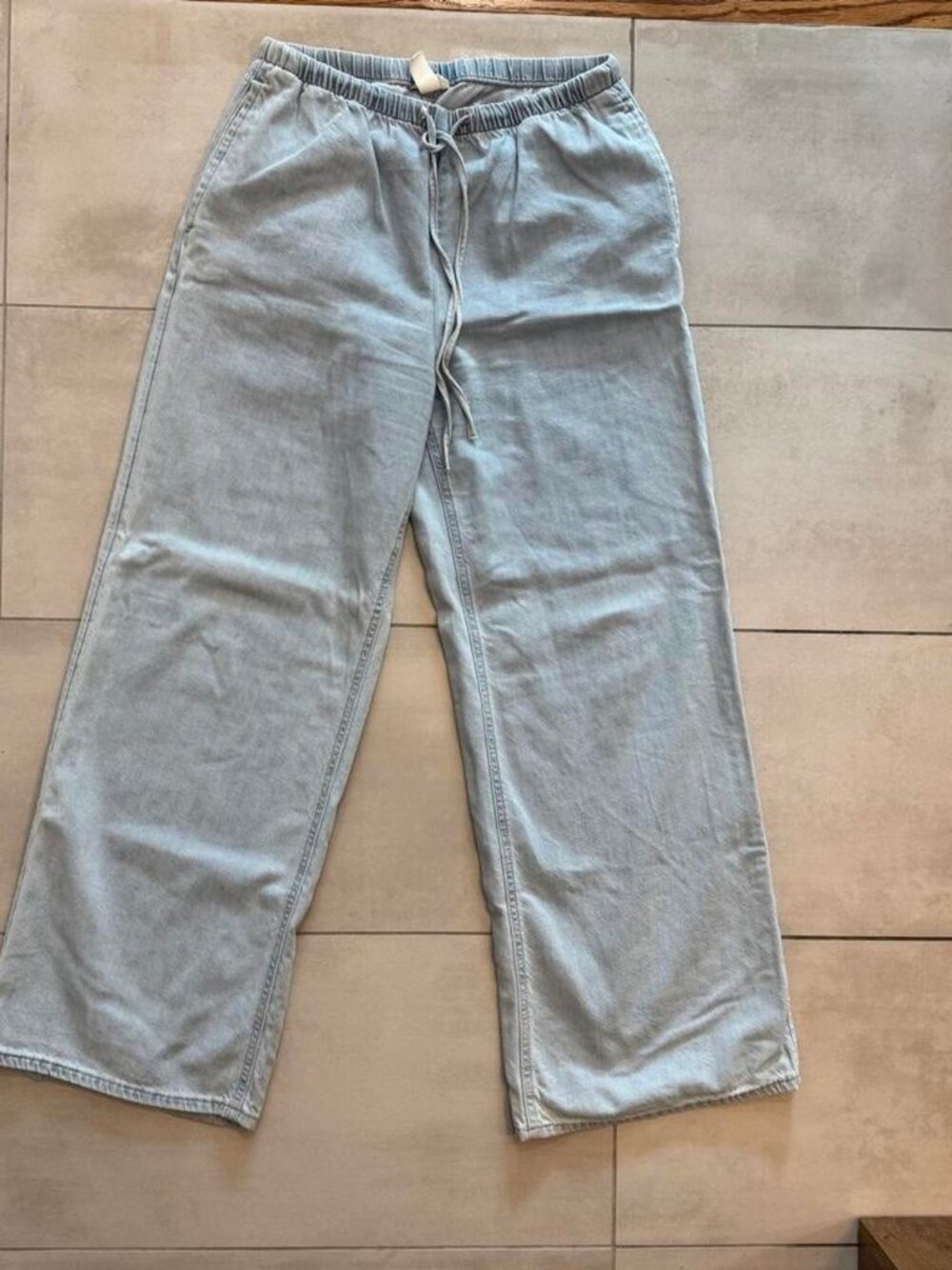 H&M lightwash denim drawstring pants